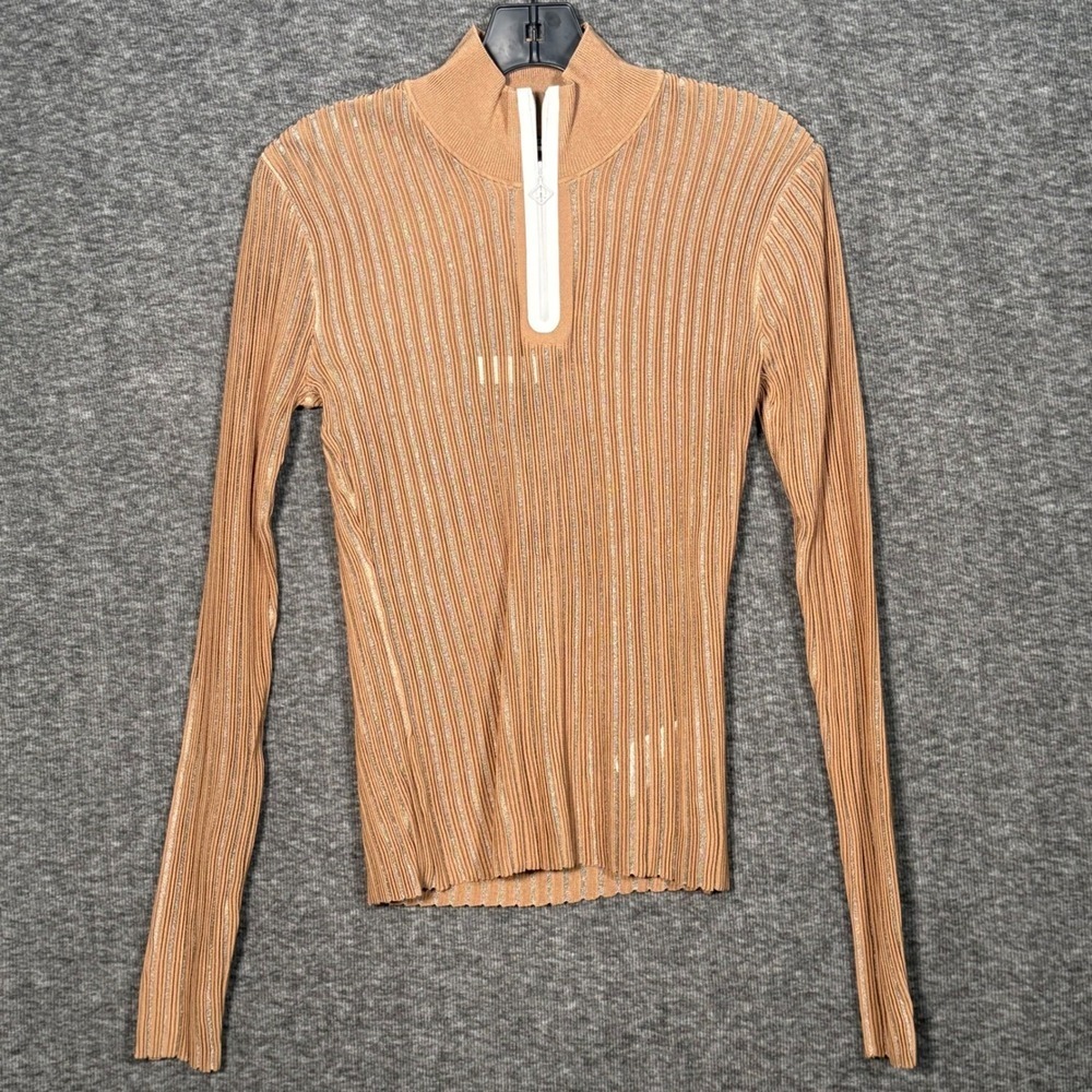 J. Lindeberg Roxy Knitted Sweater Tiger Brown Semi Sheer Long Sleeve Small Shirt